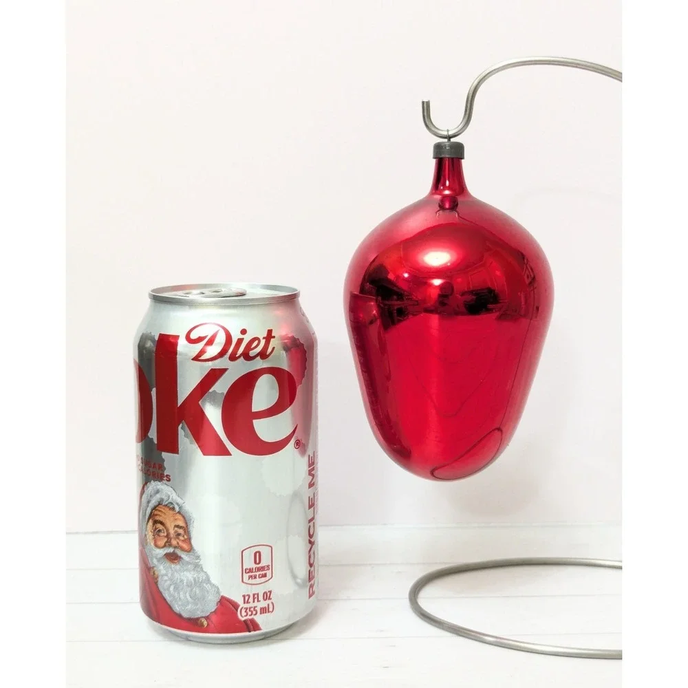 Vtg -Made In Italy on Cap- Red Blown Glass Elongated Bullet Drop 5
